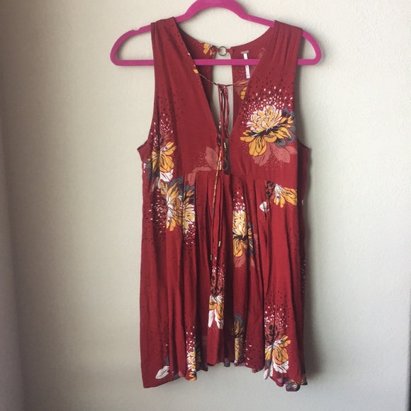 Free People Dresses & Skirts - Free People Red Floral Mini Sundress XS